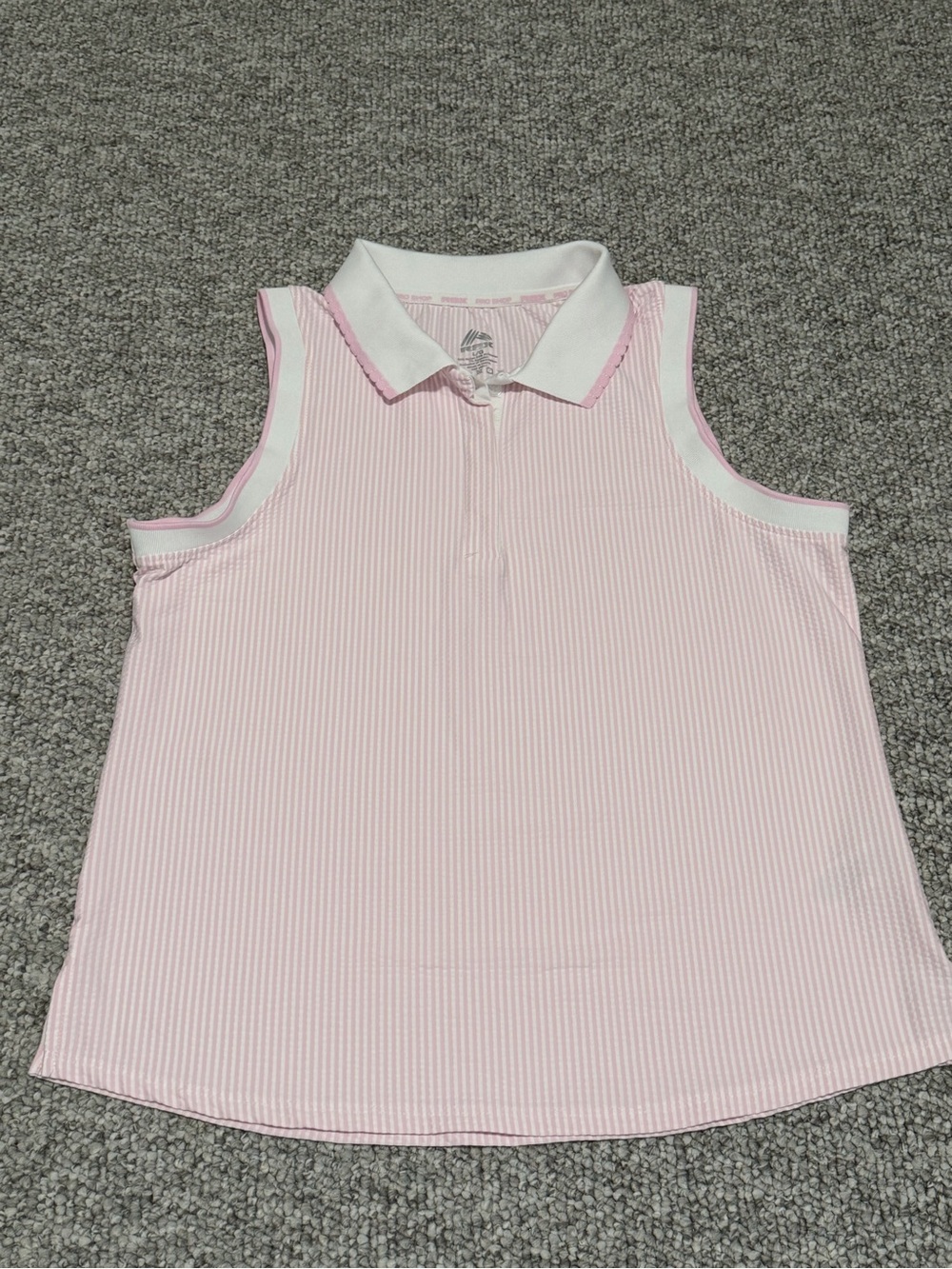 RBX Pro Shop Pink Seersucker Sleeveless Polo Top LG Activewear